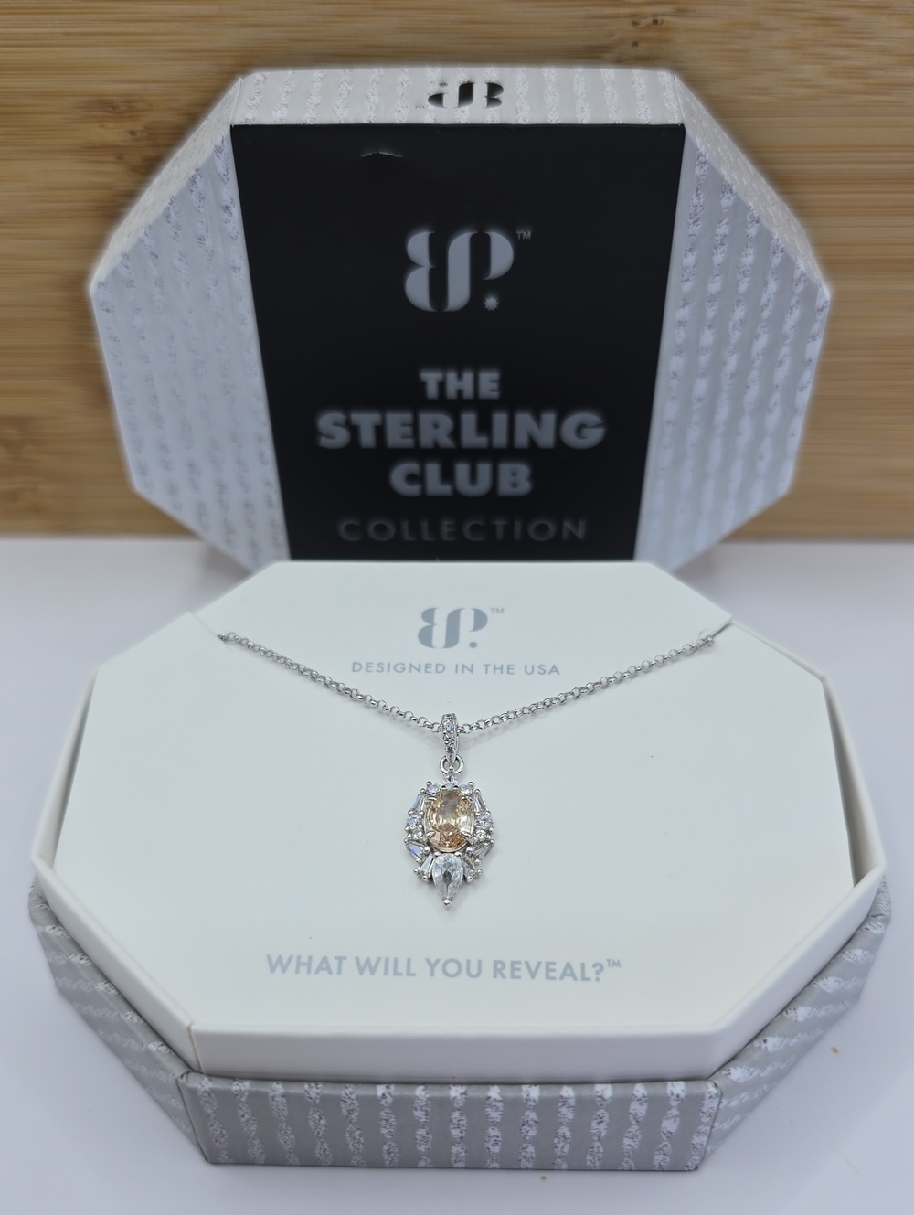 Bomb Party Necklace The Sterling Club Smokey Topaz Cz .925 Solid Silver RBP7715